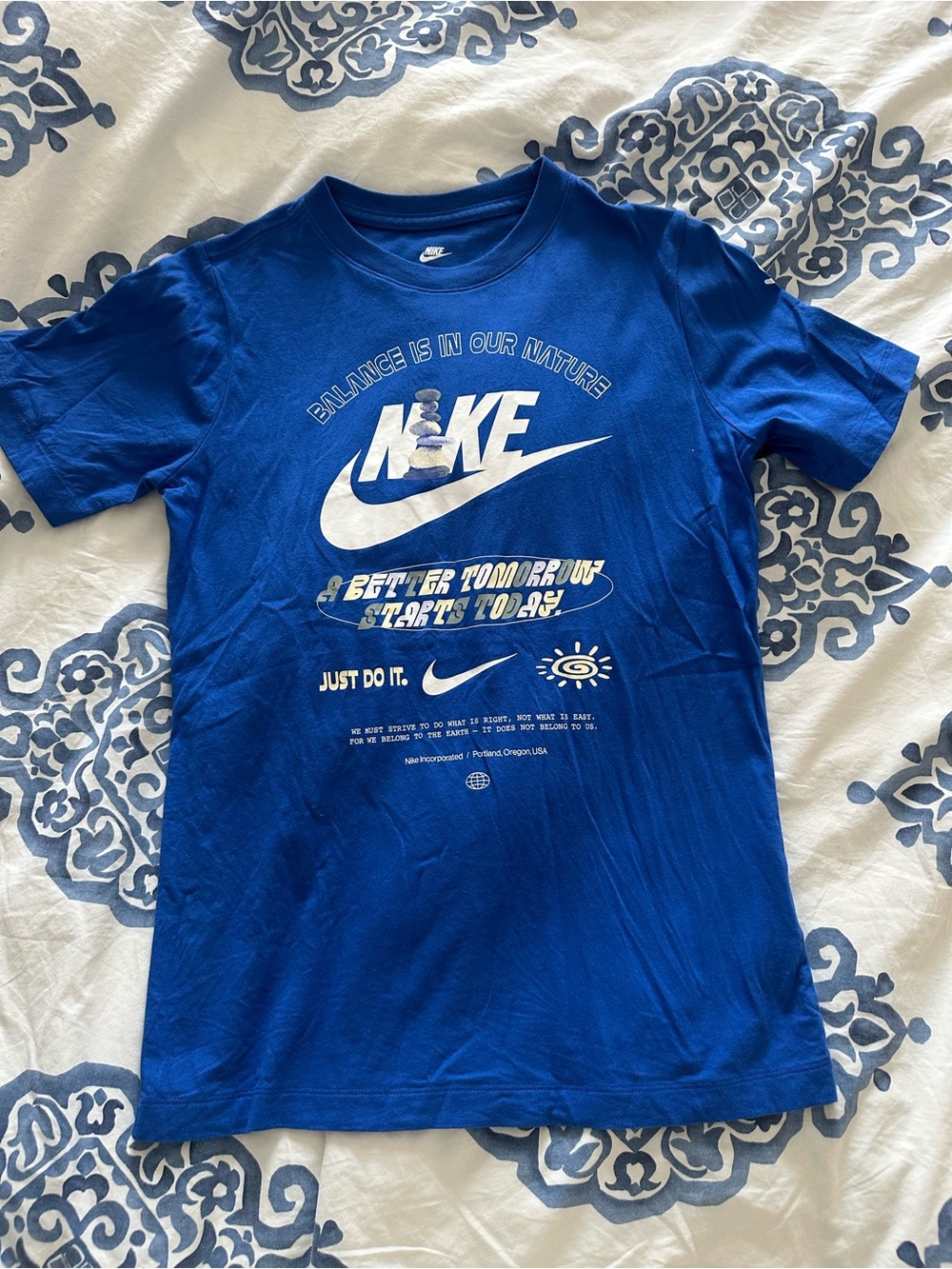 Nike Kids Royal Blue Short Sleeve Graphic Tee with White Logo